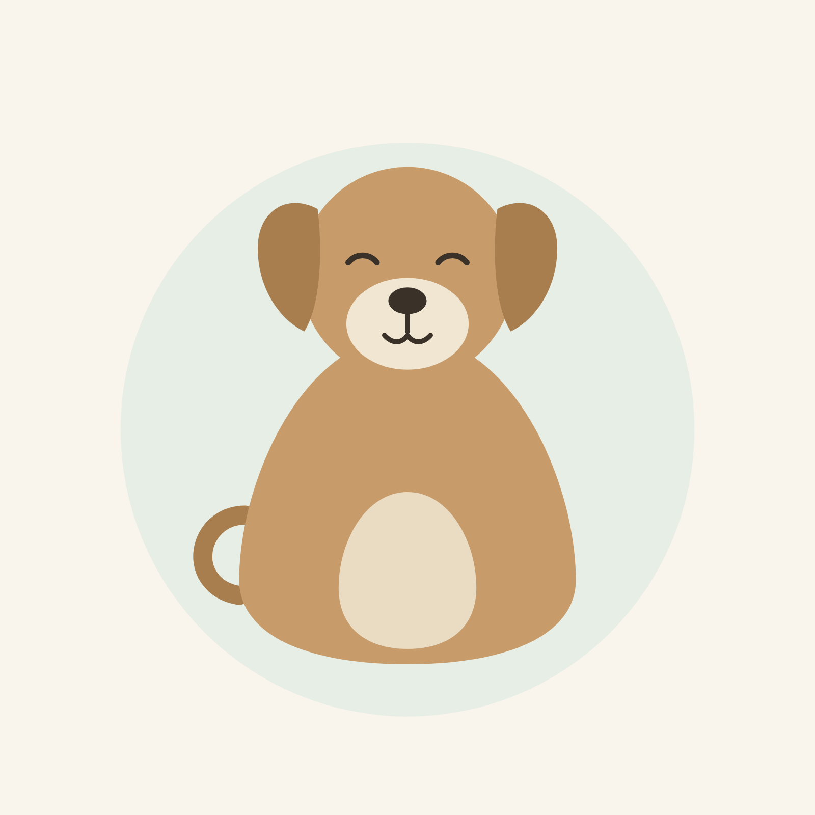 Illustration af en rolig, glad hund